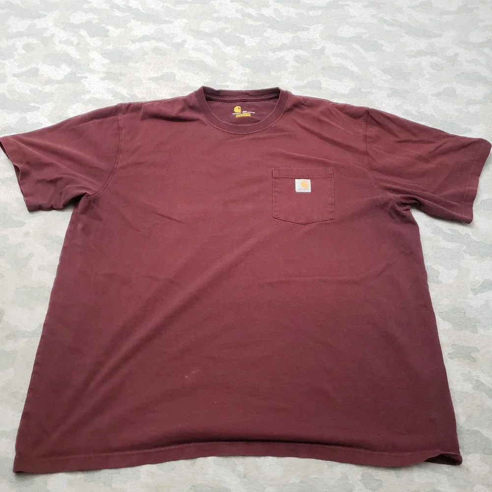Carhartt Shirt Mens 2XL Red Pocket Tee Short Sleeve Workwear Outdoors